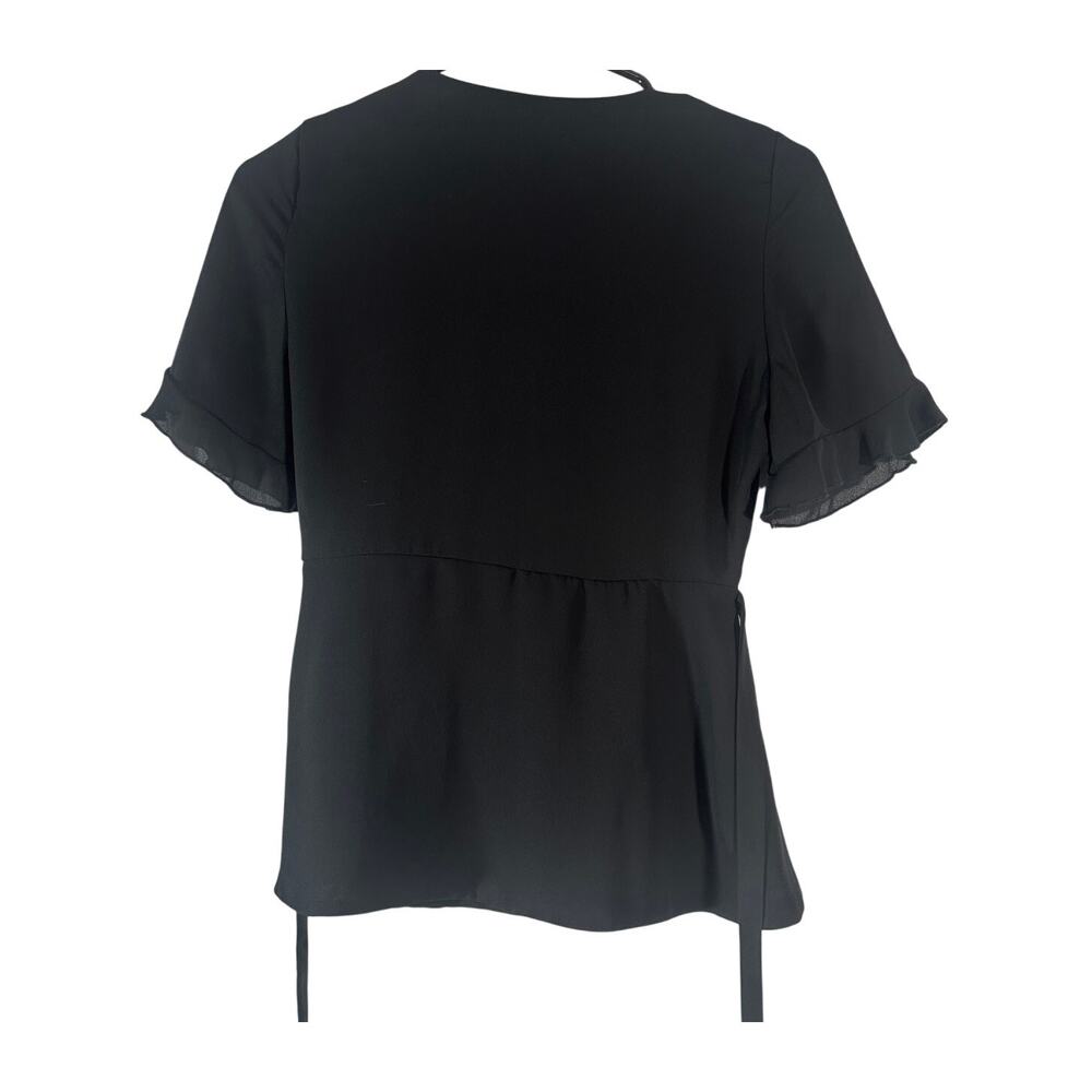 NWT - Zara Trafaluc Wrap Top with Flutter Sleeves – Black – Size XS - Picture 4 of 7